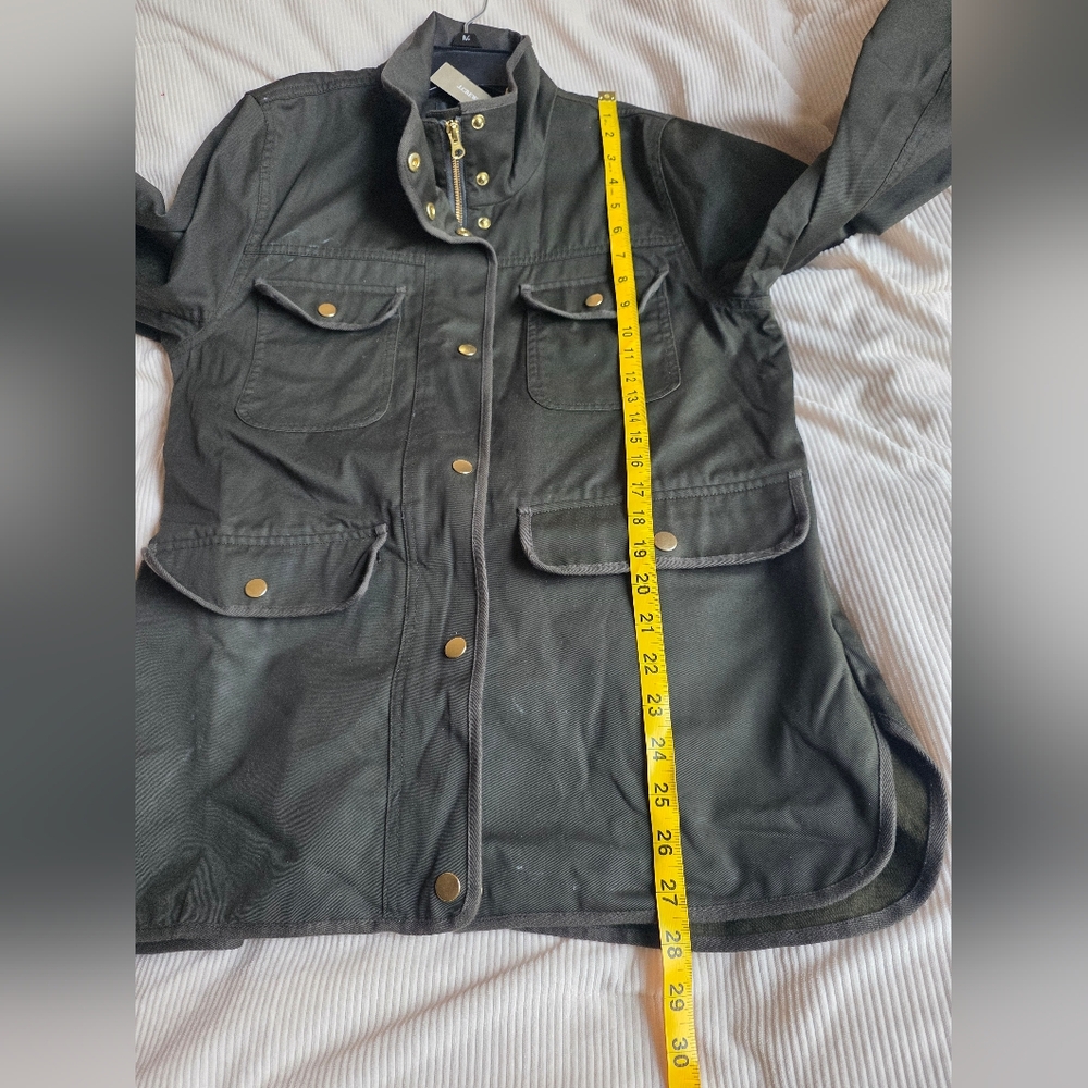 JCrew Hunter Green Resin-Coated Twill Military Field Jacket Sz S Nwt - Picture 6 of 9